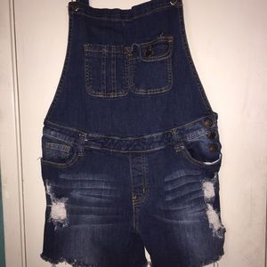 Ripped Overall Shorts